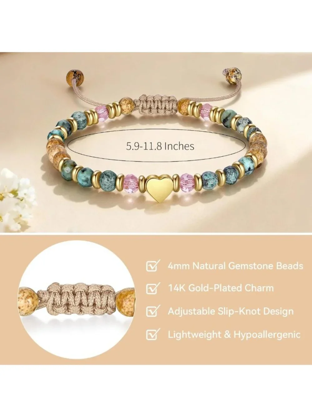 Natural Stone Inspirational Bracelets - Unique Birthday Gifts for Her